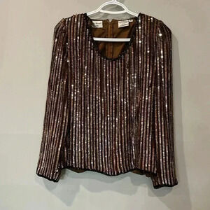 [M]Vintage Beaded  Drama Sequins Blouse